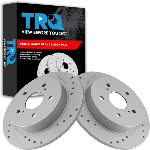 Miniatura 334 de TRQ Juego de rotores de freno de rendimiento trasero con revestimiento G premium compatible con Mazda 6 2014-2021