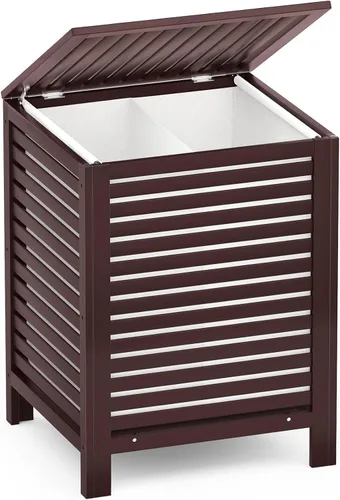 Miniatura 9 de Homykic Cesta de lavandería de bambú con tapa, clasificador grande de ropa de 120L con bolsa de forro de 2 secciones extraíble, organizador de cesta