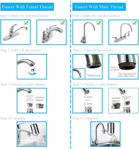 Miniatura 5 de Filtro de agua para grifo, acero inoxidable, reduce el cloro, alto flujo de agua, purificador de agua con material ultra absorbente, filtros de agua