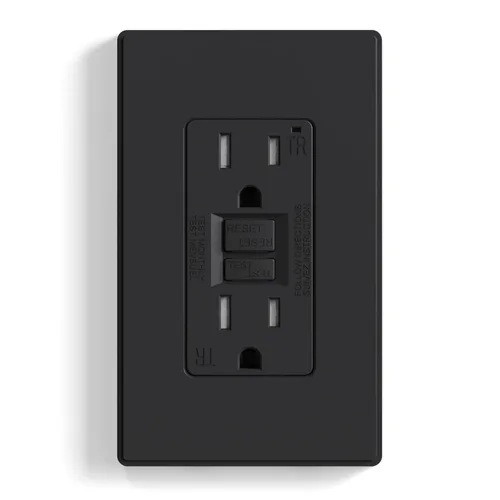 ELEGRP Toma GFCI de 15 amperios, toma eléctrica GFI de autoprueba con diseño más delgado, receptáculo GFCI resistente a manipulaciones TR,