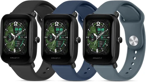 Miniatura 11 de Bandas de silicona para Amazfit Bip 3 Pro/Bip U Pro/GTR de 1.654 in, 0.787 in, paquete de 3 pulseras de repuesto suaves de liberación rápida