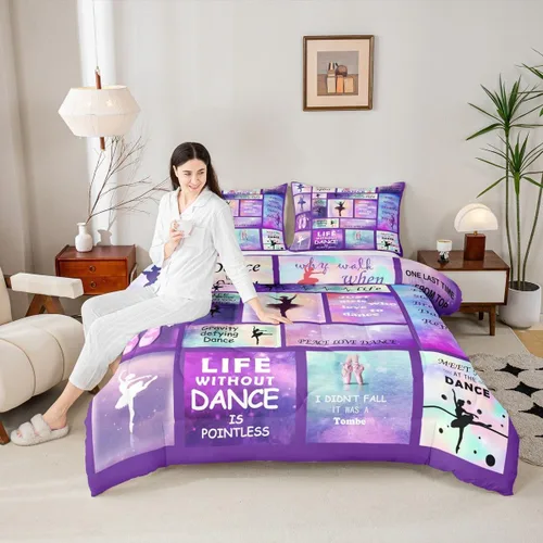 Miniatura 30 de Manfei - Juego de edredón para amantes de la gimnasia y la danza, tamaño individual, juego de ropa de cama romántica con diseño de cielo estrellado