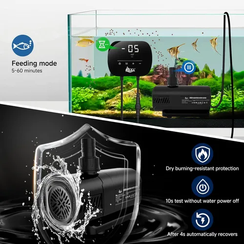 Miniatura 7 de AQQA Bomba de agua para acuario, bomba de retorno controlable con pantalla LCD, modo de flujo constante+modo de fabricación de ondas+modo