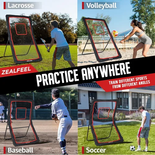 Miniatura 7 de ZEALFEEL Lacrosse Rebounder, 4x7FT/4x6FT Volleyball Rebounder for Backyard with 5 Rebound Angles, Target Strip, Lacrosse Rebound Net Perfect for Lax