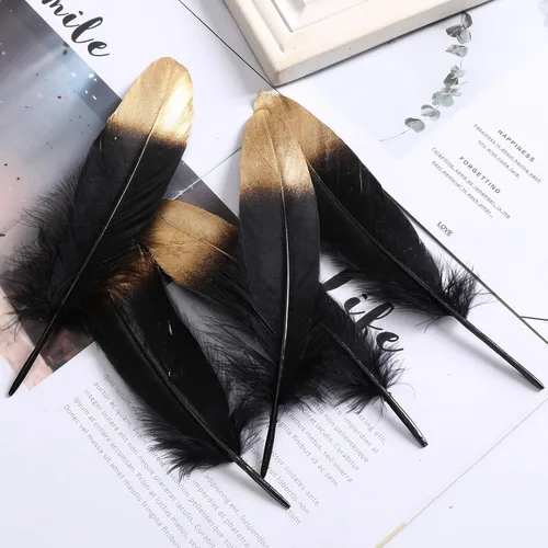 Miniatura 5 de 50 plumas de ganso bañadas en oro, coloridas plumas de ganso bañadas en plata, 6-8 pulgadas de longitud para manualidades, hogar, fiesta, boda