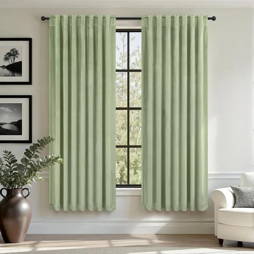 Miniatura 47 de Cortinas de terciopelo opacas para oscurecer la habitación de 63 pulgadas de largo para sala de estar, comedor, 2 paneles, privacidad pesada