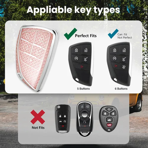 Miniatura 6 de Funda para llavero Buick con llavero de pulsera de circonita de moda, diseño de diamantes encantadores funda suave para Avenir Envision Encore Chevy