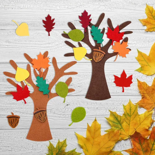 Miniatura 5 de Whaline Kit de manualidades de fieltro de árbol de agradecimiento, 192 piezas, árboles de otoño, hojas de arce, adornos de fieltro para bricolaje