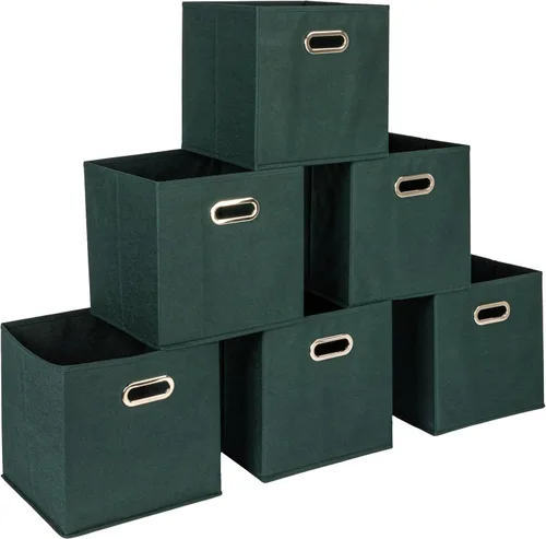 Miniatura 17 de Household Essentials Cubos de Almacenamiento de Tela Plegables Paquete de 6 – 11x11x11 Contenedores No Tejidos Apilables con Lados de Cartón