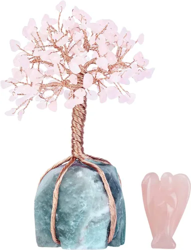 Miniatura 7 de mookaitedecor Figura decorativa de árbol de dinero de cristal de amatista y figura de ángel guardián para riqueza y suerte