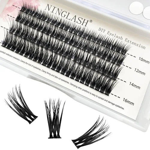 Miniatura 20 de Extensiones de pestañas naturales en racimo de pestañas finas de 0.315 a 0.472 pulgadas, racimos de pestañas cortas de aspecto natural, extensiones