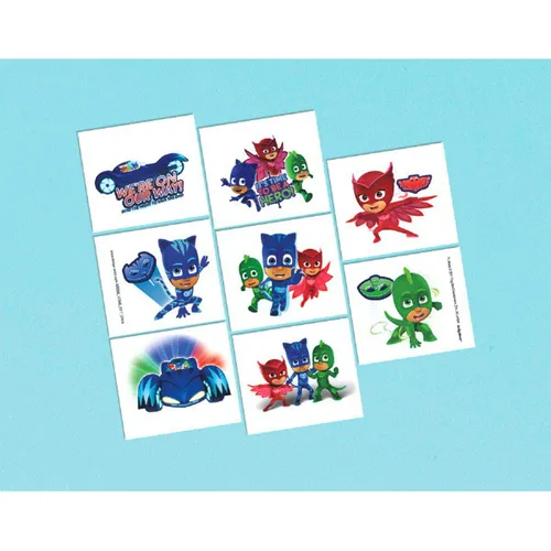 Miniatura 3 de Vibrantes máscaras de pijama multicolor – 2 x 1.75 pulgadas (paquete de 8) – Tatuajes temporales aptos para niños – Perfecto para bolsas de fiesta