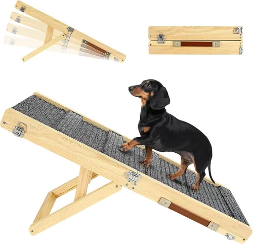 Rampa para perros mejorada 2026 para sofá, rampa plegable para perros pequeños para sofá, 4 alturas ajustables de 13 a 21 pulgadas, escalones