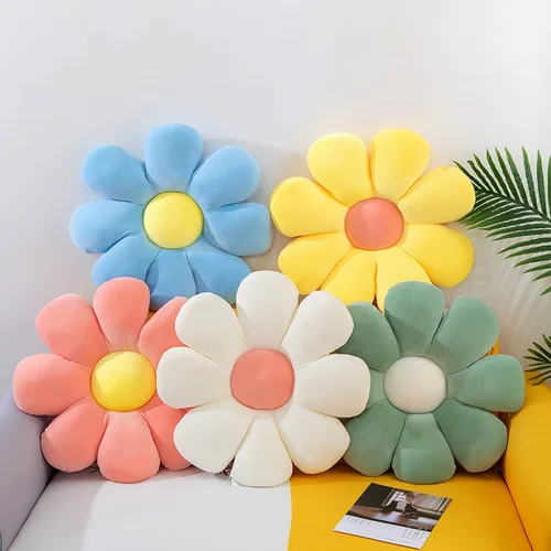 Miniatura 3 de Almohada de flores, almohada en forma de flor, almohada de suelo, cojín de asiento suave para decoración de habitación, almohada de felpa para Verde