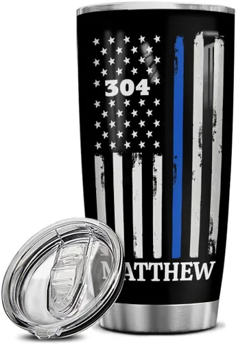 Miniatura 12 de winorax Regalos de oficial de policía personalizados Back The Blue Tumbler Bandera de Estados Unidos, Academia de Policía, regalos de graduación