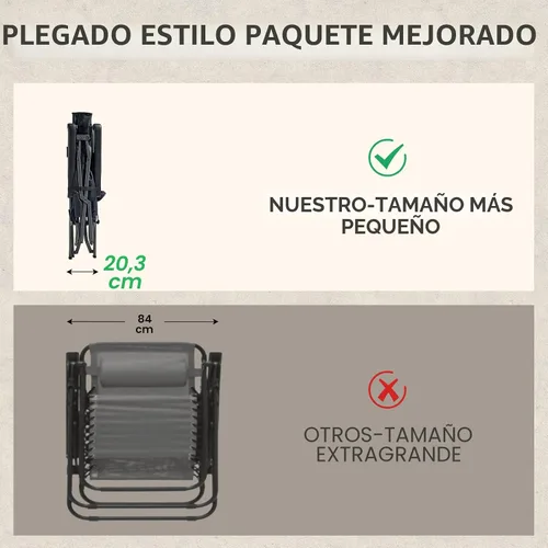 Miniatura 4 de Portal Silla portátil de gravedad cero, silla de descanso para exteriores, silla de gravedad cero de gran tamaño, silla plegable con almohadas