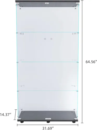 Miniatura 2 de Vitrina de cristal de 64 pulgadas de alto, gabinete de 4 estantes con puerta de vidrio de la colección Curio, vitrina de trofeos con cerradura