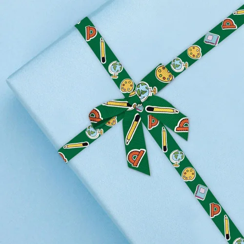 Miniatura 5 de 9 rollos de cintas de grogrén de regreso a clases de 27 yardas – rojo, azul y amarillo – Cintas de envoltura de regalo de 3/8 pulgadas