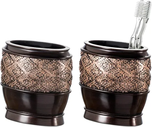 Miniatura 10 de Creative Scents Dublin Brown - Juego completo de accesorios de baño de 4 piezas, juego de accesorios de baño de lujo, dispensador de jabón