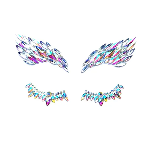 Miniatura 16 de Neva Nude Tatuaje facial de mariposa con purpurina morada con joyas de cristal brillante, adhesivo de grado médico, impermeable y resistente al