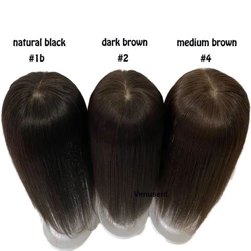 Miniatura 6 de 150 % de densidad, base de seda, cabello humano virgen, 4.7 x 5.1 in, clip en el cabello, tupé europeo de la misma longitud con flequillo de 5 x 5