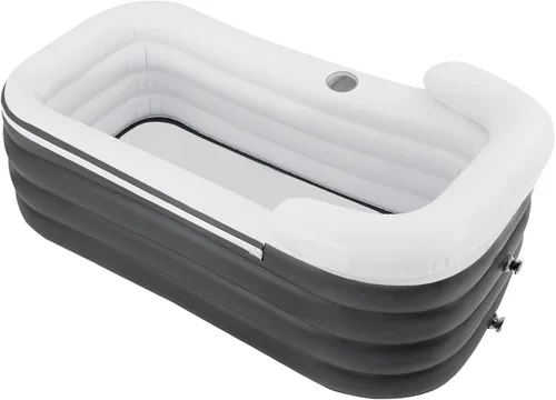 Miniatura 2 de Bañera portátil, 48 x 20.47 x 17.7 pulgadas de capacidad de 50.2 galones, bañera inflable plegable de pie independiente con bomba de aire eléctrica