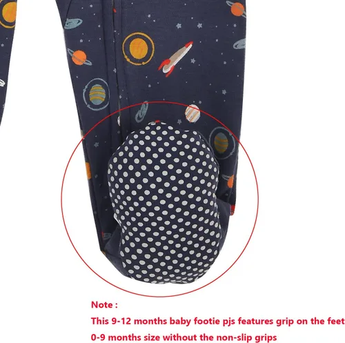 Miniatura 5 de Aablexema Pijama de bebé con puños de manopla, doble cremallera, ropa de algodón para bebés, pijamas para dormir con pies
