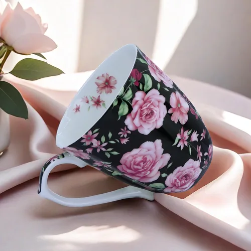 Miniatura 7 de Tazas de café de porcelana de hueso de 14 onzas para mujer, taza de café floral, tazas de té, tazas de café novedosas, regalo para mujeres, madres