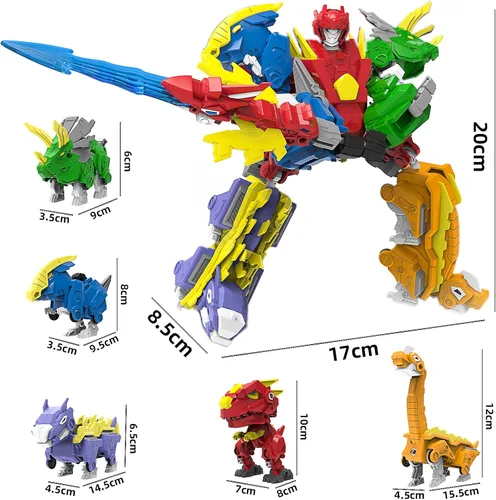 Miniatura 5 de Juego de juguetes de dinosaurio robot 5 en 1: gran kit de robot transformable para desmontar con 5 figuras de acción de dinosaurio - juguetes