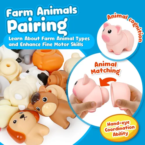 Miniatura 3 de Montessori - Animales de granja para niños pequeños de 18 meses en adelante, educación temprana, figuras de animales para aprender motricidad fina