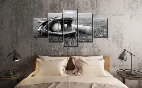 Miniatura 3 de BLINFEIRU 5 piezas de lienzo de arte de pared – equipo de béisbol rústico con temática deportiva – Decoración moderna para el hogar para niños