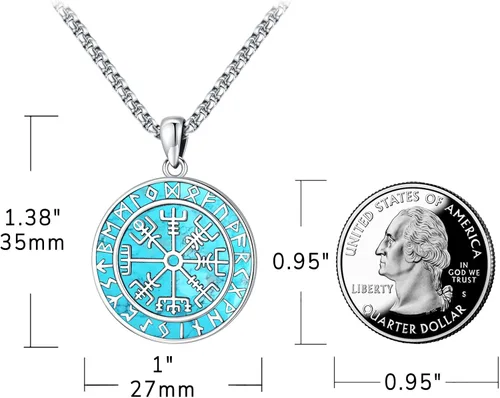 Miniatura 62 de Joyas de turquesa para mujeres y hombres de plata de ley 925 con colgante de urna para cenizas, collar con medallón de imagen, martillo de Thor