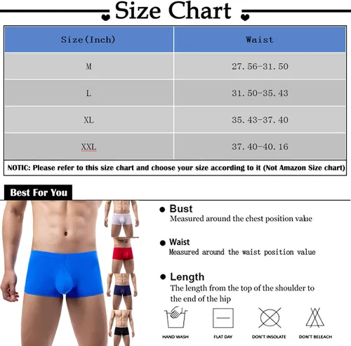 Miniatura 5 de WENKOMG1 Ropa interior para hombre, ropa interior de seda de hielo, con espalda abierta, ligera, transpirable, sexy, bolsa de bulto, boxeadores