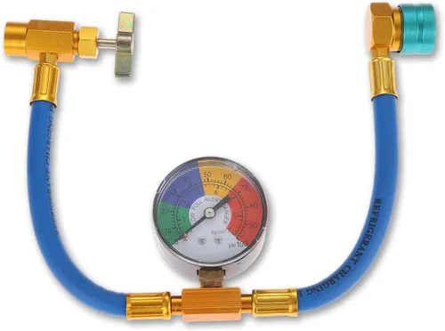 Aupoko R1234YF Kit de manguera de carga de refrigerante, con abrelatas autosellantes LH de 1/2 pulgadas, acoplador rápido de lado bajo R1234YF, para
