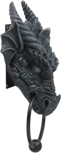 Miniatura 4 de Ebros Gift Gótico Antiguo Dragón Cuernos Wyvern Monarca Guardián Cabeza Aldaba de puerta Mitos y leyendas Calabozos y Dragones Decoración del hogar