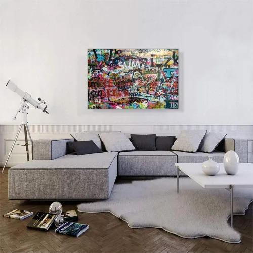 Miniatura 2 de ARTCANVAS Lienzo decorativo de grafiti sobre sobrecarga, pintura enmarcada estirada, póster, decoración de pared giclée, 40 x 26 pulgadas
