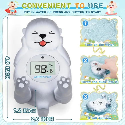 Miniatura 3 de Termómetro de baño para bebé, lindo termómetro flotante de nutria para recién nacidos y bebés, monitor de temperatura de habitación y bañera seguro