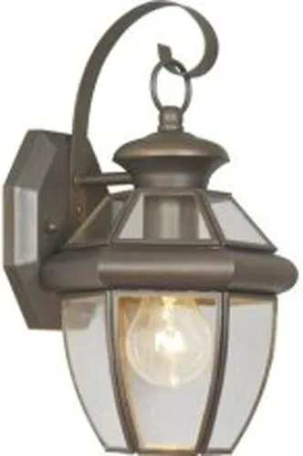 Miniatura 12 de Livex Lighting 2051-01 Monterey 1 Lámpara de pared exterior con acabado de latón antiguo, acabado en latón macizo con vidrio biselado transparente