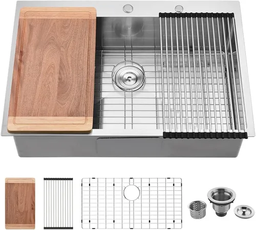 Miniatura 18 de Fregadero de barra de 15 pulgadas In-VASOYO de 15 x 20 pulgadas, fregadero de cocina pequeño de barra húmeda, fregaderos de autocaravana de acero