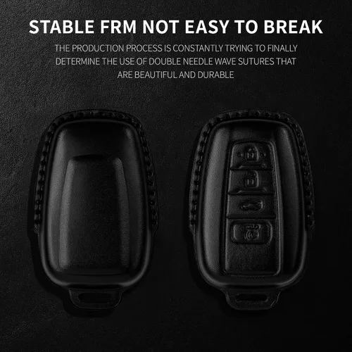 Miniatura 3 de Tukellen Funda para llavero Toyota de piel auténtica con llavero, protector de cuero compatible con Rav4 2019-2025 2020-2022 Highlander Corolla Negro