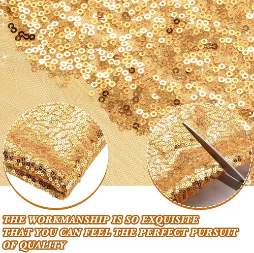 Miniatura 3 de Shimeyao Tela de lentejuelas de 24 pies y 8 yardas, tela con purpurina para coser disfraces y ropa, telón de fondo de boda, mantel de mesa, camino
