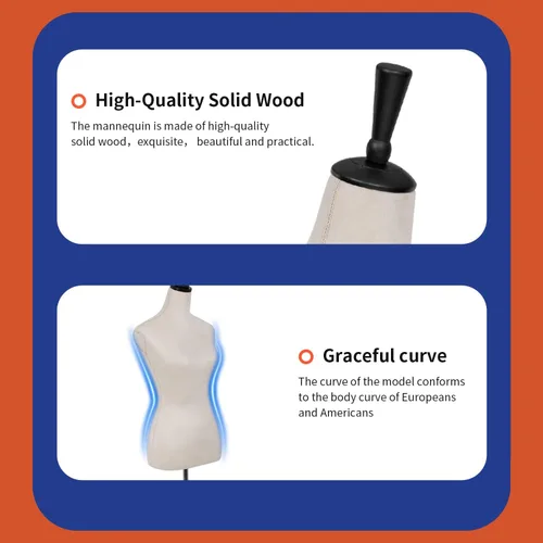 Miniatura 7 de Maniquí de torso, maniquí en forma de vestido con altura ajustable, maniquí femenino para modelo de vestido, torso de cuerpo con soporte de trípode