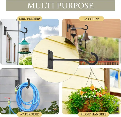 Miniatura 19 de QIEGL Soporte colgante para plantas de 6 pulgadas, gancho de metal para plantas, gancho de pastor decorativo para colgar linternas, comedero