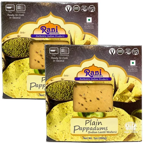 Miniatura 13 de Rani Pappadums (aperitivo de oblea de lentejas indias) Papad de pimienta negra, 7 onzas (7.05 oz) aproximadamente 15 unidades, 7 pulgadas, paquete