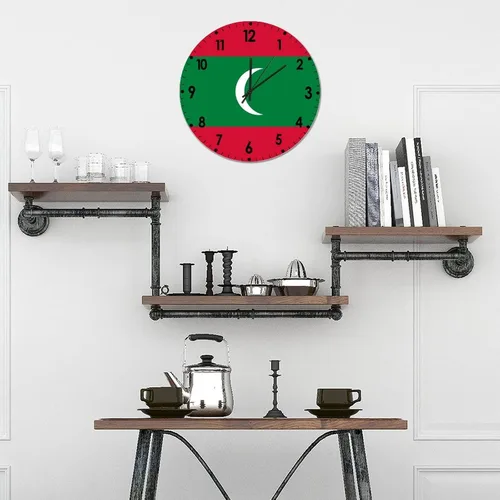 Miniatura 883 de Cheyan Reloj de pared con bandera de Canadá de 12 pulgadas, silencioso, sin tictac, de PVC, funciona con pilas, reloj redondo decorativo, regalo