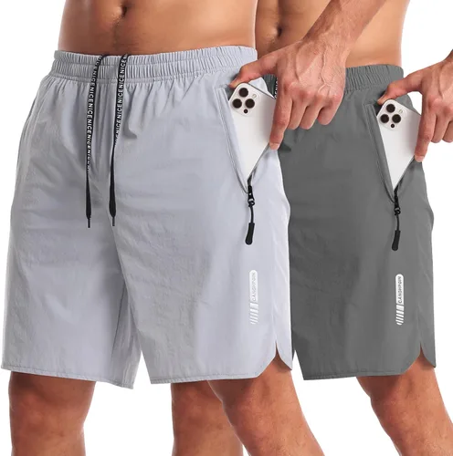 CANGHPGIN Paquete de 2 pantalones cortos deportivos de entrenamiento para hombre, entrepierna de 7 pulgadas, pantalones cortos de senderismo de