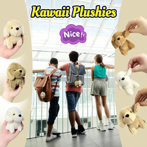 Miniatura 6 de Animales de peluche de perro marrón, juguetes de peluche Kawaii para niñas y niños, mini juguetes de peluche para perros, peluches lindos, animales