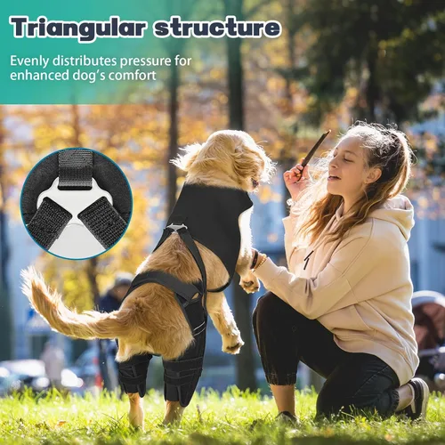 Miniatura 5 de Rodillera para perro para pierna trasera desgarrada, ajustable para pierna trasera con 4 estabilizadores, reduce el dolor, lesiones de ligamentos