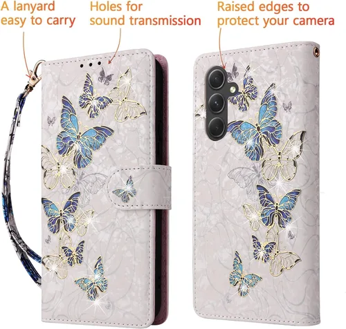 Miniatura 6 de UEEBAI Funda tipo billetera para Samsung Galaxy A16 4G/5G, cubierta de cuero PU con soporte, bloqueo RFID, funda flip con ranuras para tarjetas