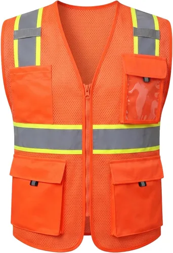 Miniatura 10 de HYCOPROT Chaleco de seguridad de alta visibilidad, chaleco de seguridad reflectante de alta visibilidad con bolsillos, cumple con las normas Púrpura